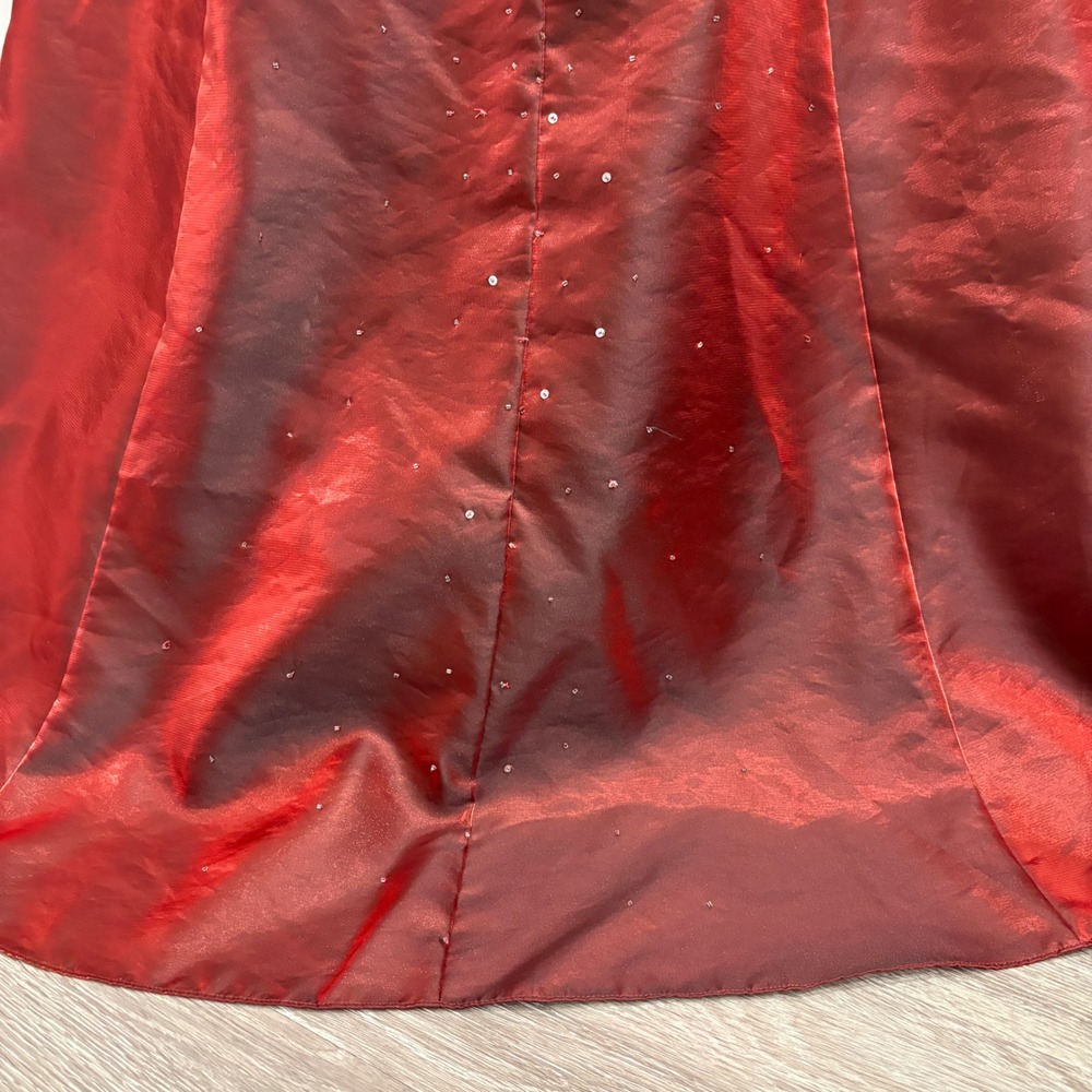 Y2K Zum Zum by Niki Livas Red Iridescent Beaded Halter Prom Ball Gown Goth Small - Picture 10 of 12